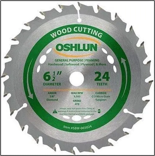 for 6-1/2" 24T Carbide Tip Wood Cutting Saw Blade Power Skilsaw