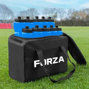 FORZA Team Sports Water Bottles | 25oz Capacity with Portable Carry Bag or Foldable Carrier - BPA-Free Plastic for Hydration on the Go (Carry Bag, Blue)