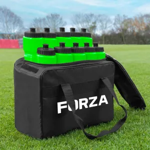 FORZA Team Sports Water Bottles | 25oz Capacity with Portable Carry Bag or Foldable Carrier - BPA-Free Plastic for Hydration on the Go (Carry Bag, Green)