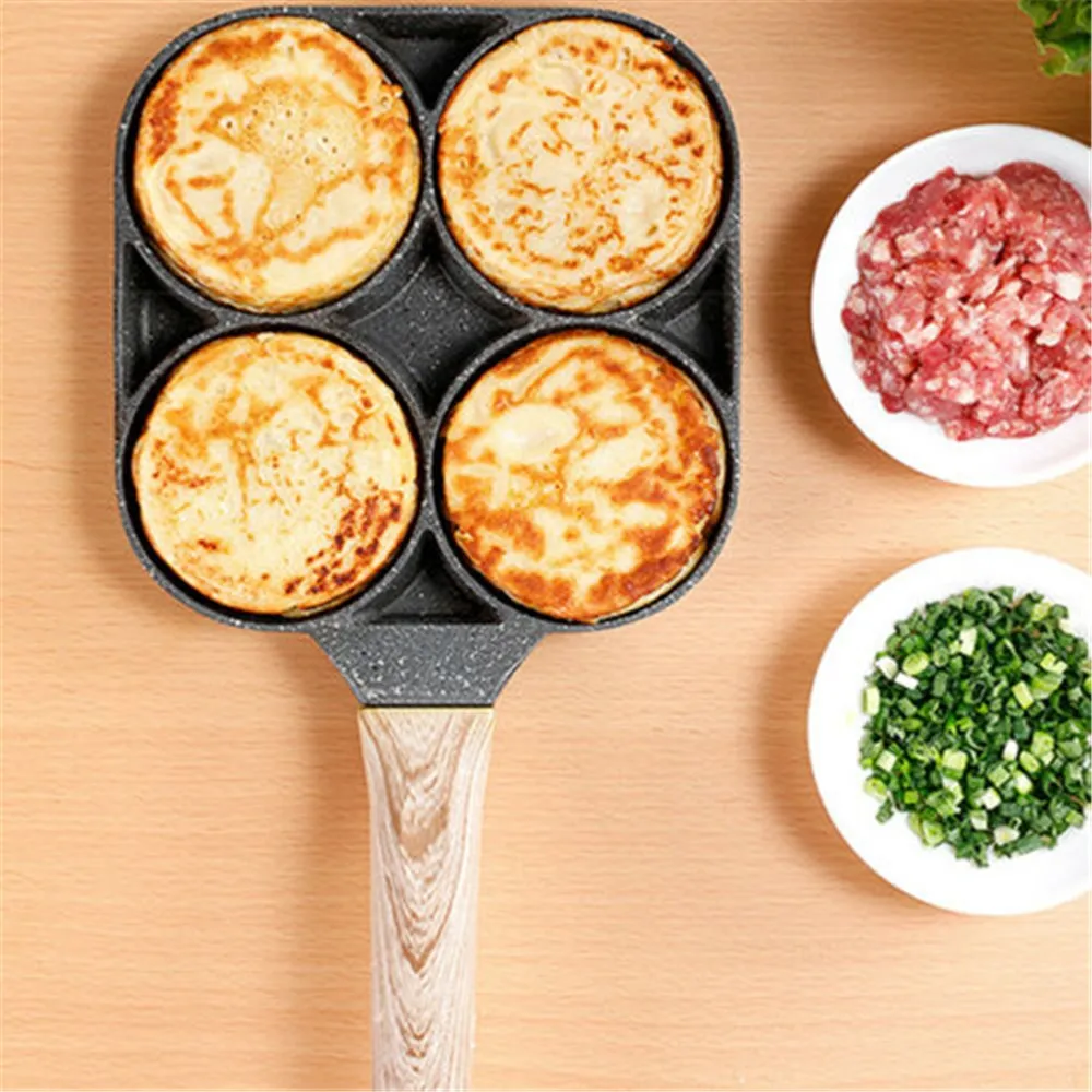 Four-hole Frying Pot Pan Thickened Omelet Pan Non-stick Egg Pancake Steak Pan Cooking Egg Ham Pans Breakfast Maker Cookware