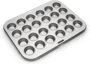 Fox Run Mini Muffin and Cupcake Pan, 10.5 x 13.75 x 1.5 inches, 24 Cup, Stainless Steel