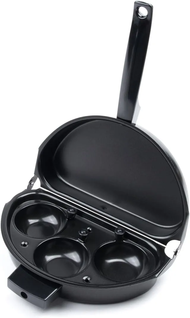 Fox Run Non-Stick Omelette Pan with Egg Poacher Set, 11.25 x 9.5 x 2.5 inches, Metallic