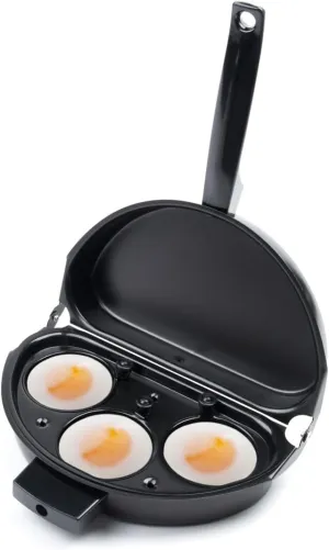 Fox Run Non-Stick Omelette Pan with Egg Poacher Set, 11.25 x 9.5 x 2.5 inches, Metallic