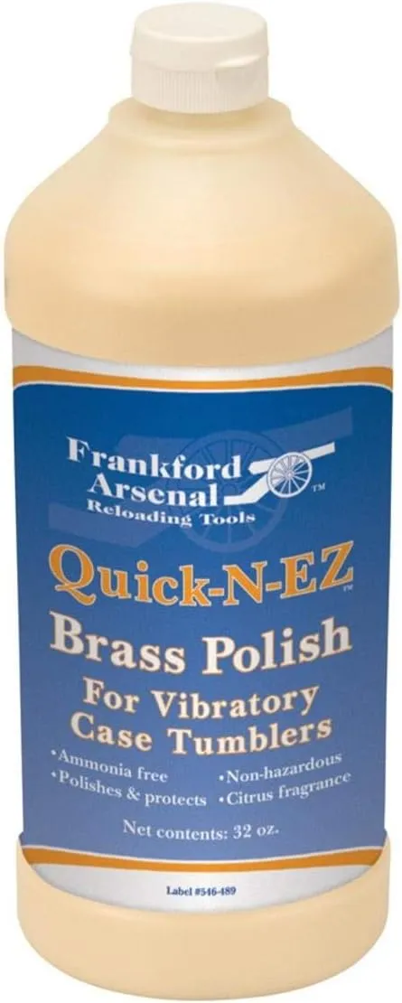 Frankford Arsenal Bottle of Ammonia-Free Quick-N-EZ Brass Polish for Tumbler and Reloading