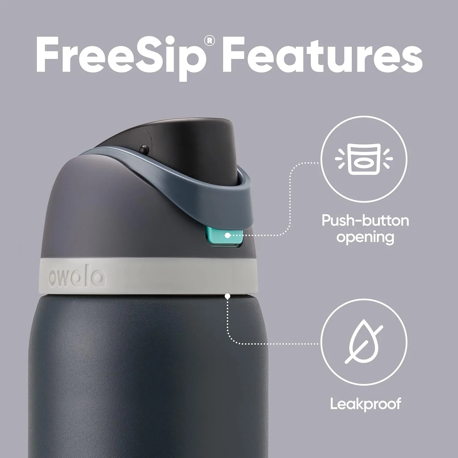 FreeSip Insulated Stainless Steel Water Bottle with Straw for Sports and Travel, BPA-Free, 32oz, Foggy Tide