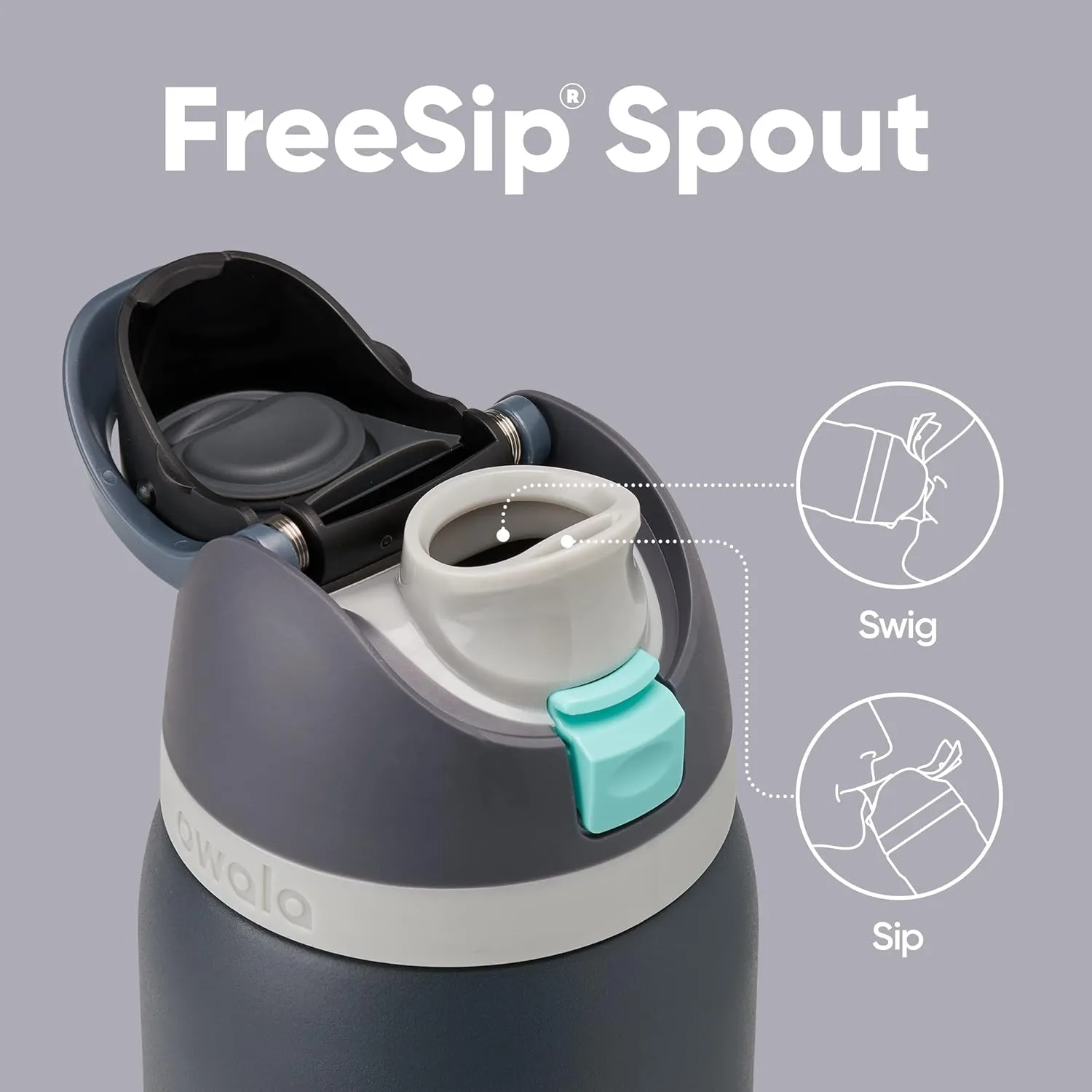 FreeSip Insulated Stainless Steel Water Bottle with Straw for Sports and Travel, BPA-Free, 32oz, Foggy Tide