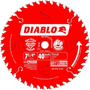 Freud D0740A Diablo 7-1/4 40 Tooth ATB Finishing Saw Blade with 5/8-Inch Arbor, Diamond Knockout, and PermaShield Coating