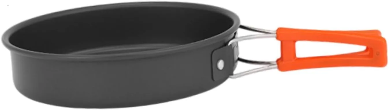 Frying Pan Skillet Omelet Pan Portable Round Cooking Pot Non-stick Frying Pan for Hiking Outdoor Camping Backpacking Picnic, L