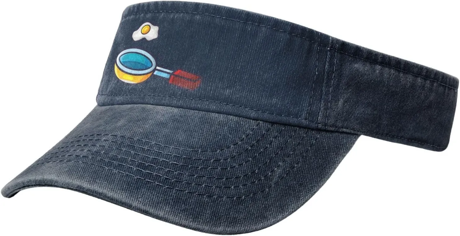Frying Pan with Eggs Sun Visor Hat for Women Men Empty Top Baseball Cap Golf Cap