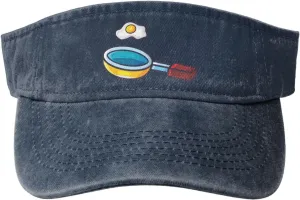 Frying Pan with Eggs Sun Visor Hat for Women Men Empty Top Baseball Cap Golf Cap