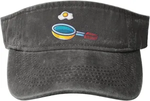 Frying Pan with Eggs Sun Visor Hats for Women Men Adjustable Sports Sun Hats Cotton Golf Cap