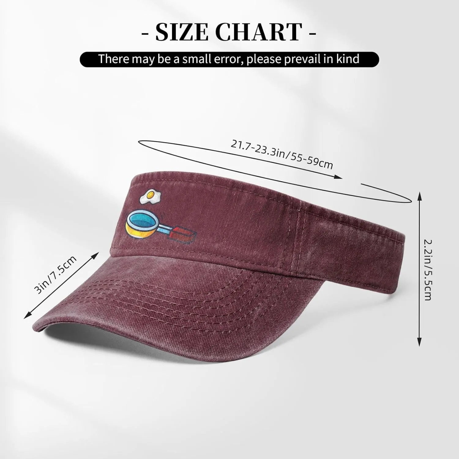 Frying Pan with Eggs Sun Visor Hats for Women Men Adjustable Sports Sun Hats Cotton Golf Cap