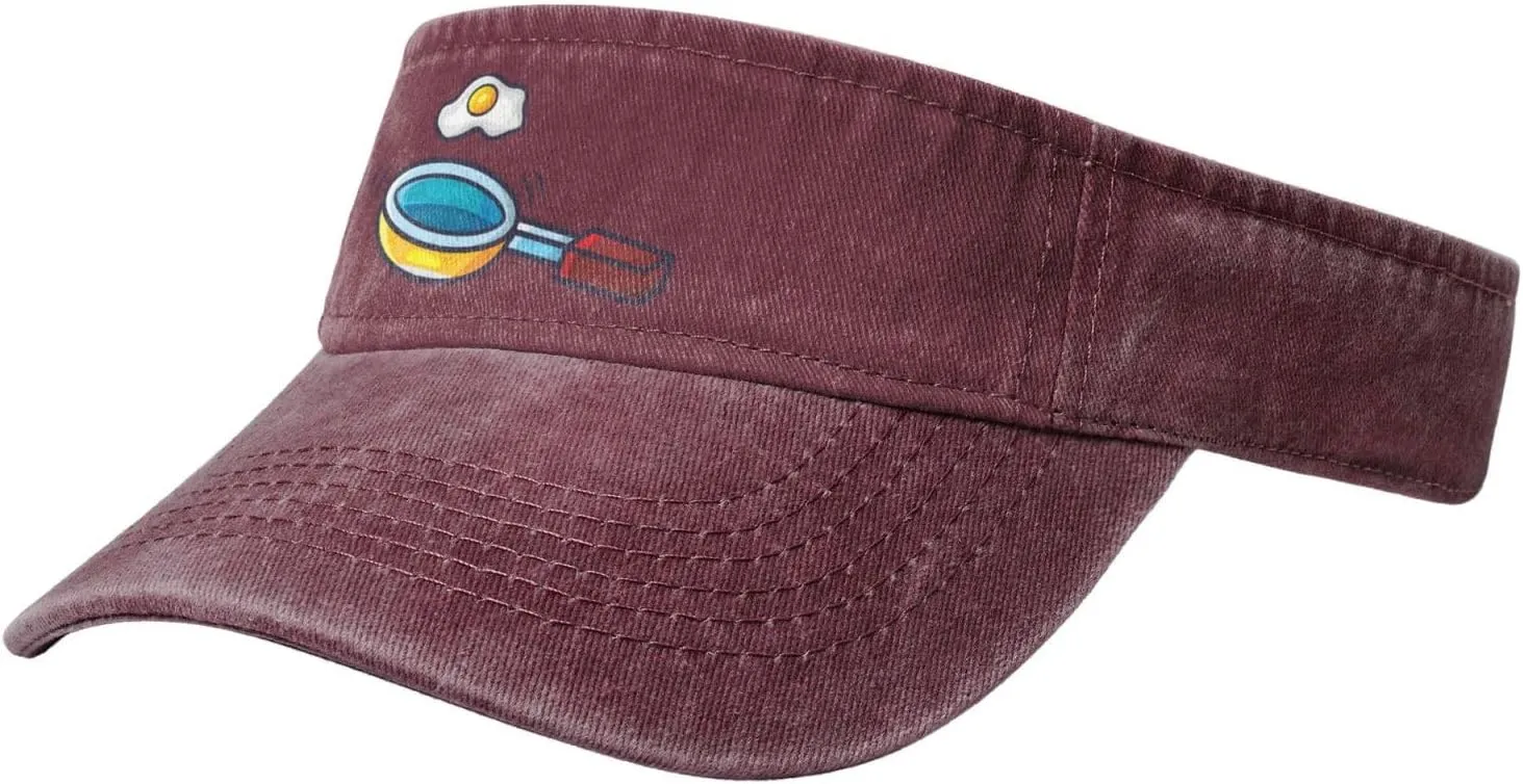 Frying Pan with Eggs Sun Visor Hats for Women Men Adjustable Sports Sun Hats Cotton Golf Cap