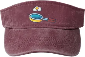 Frying Pan with Eggs Sun Visor Hats for Women Men Adjustable Sports Sun Hats Cotton Golf Cap