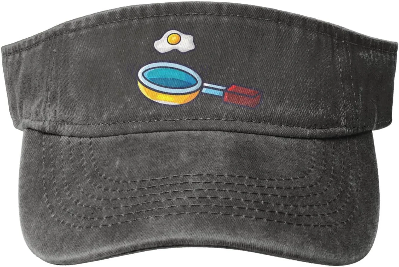 Frying Pan with Eggs Sun Visor Hats for Women Men Adjustable Sports Sun Hats Golf Cap