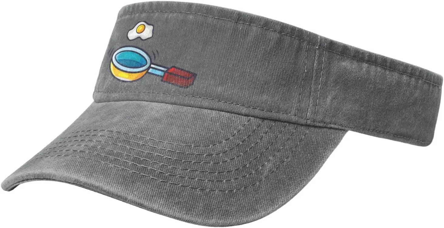 Frying Pan with Eggs Sun Visor Hats for Women Men Adjustable Sports Sun Hats Golf Cap