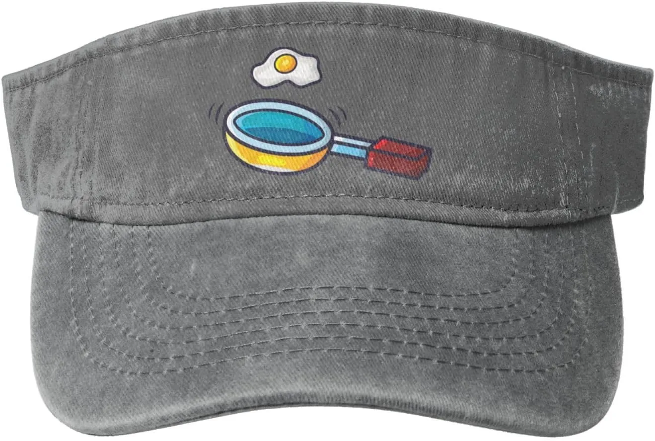 Frying Pan with Eggs Sun Visor Hats for Women Men Adjustable Sports Sun Hats Golf Cap