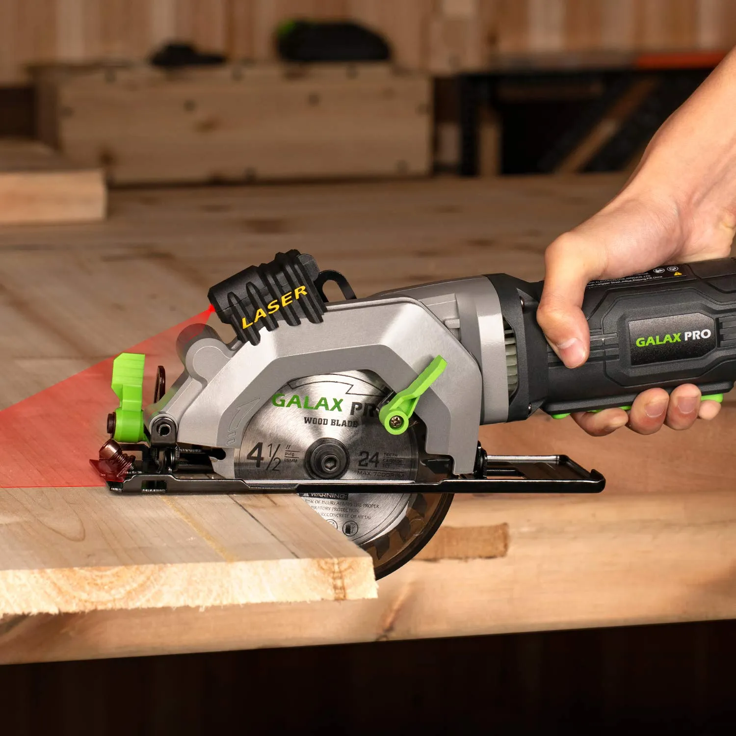 GALAX PRO 4Amp 3500RPM Circular Saw with Laser Guide, Max. Cutting Depth1-11/16"(90°), 1-1/8"(45°）Compact Saw with 4-1/2" 24T TCT Blade, Vacuum