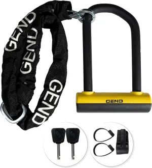GEND Heavy Duty Bike U Lock with 3ft Chain, 16.20mm Bold Anti-Theft Motorcycle, Bike Lock with Lighted Keys, Cut-Proof Security for Bikes, E-Bikes, Scooters, Motorcycles, Gates, and Garages