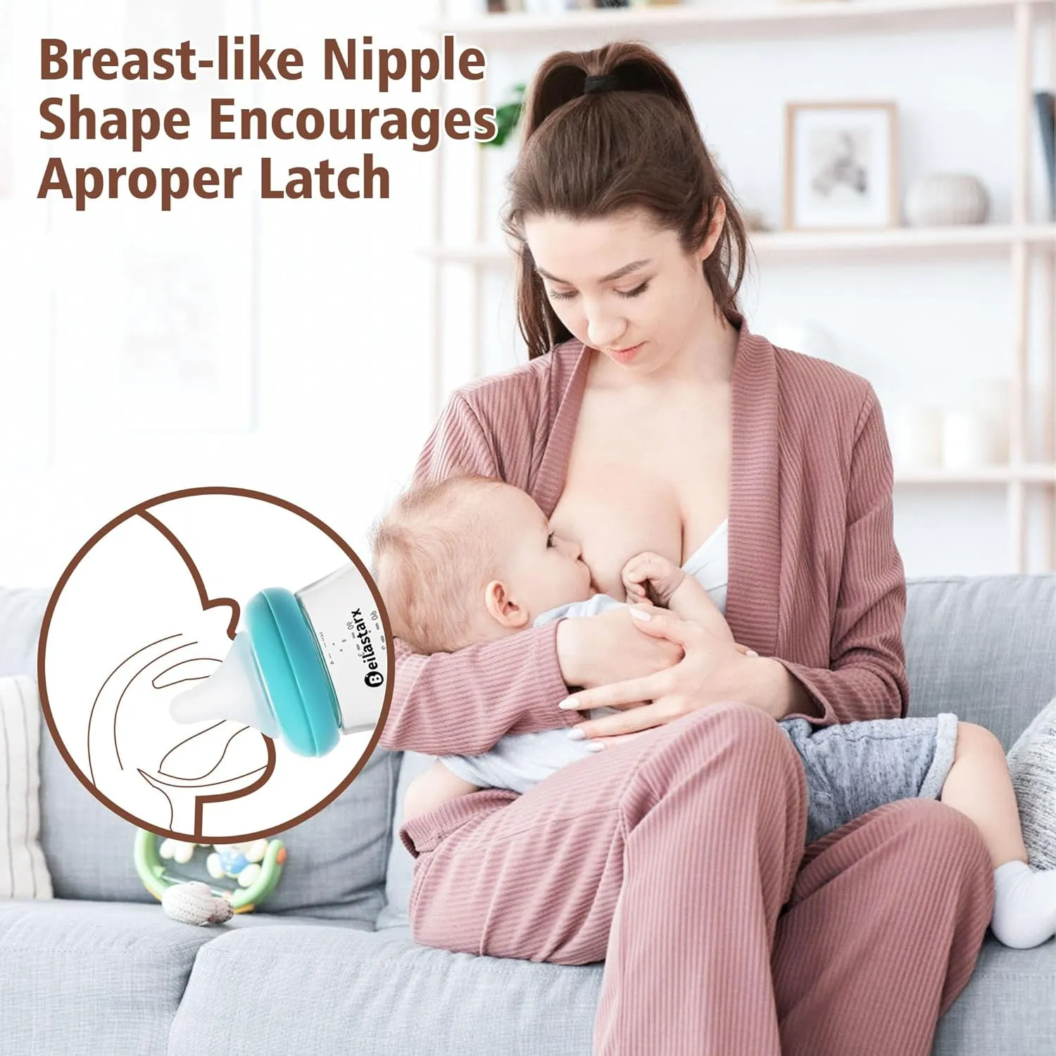 Glass Baby Bottles with Natural Response Nipple Size S - Anti Colic Baby Bottles Wide Neck Slow Flow Baby Bottle (Blue, 6oz (Pack of 2))