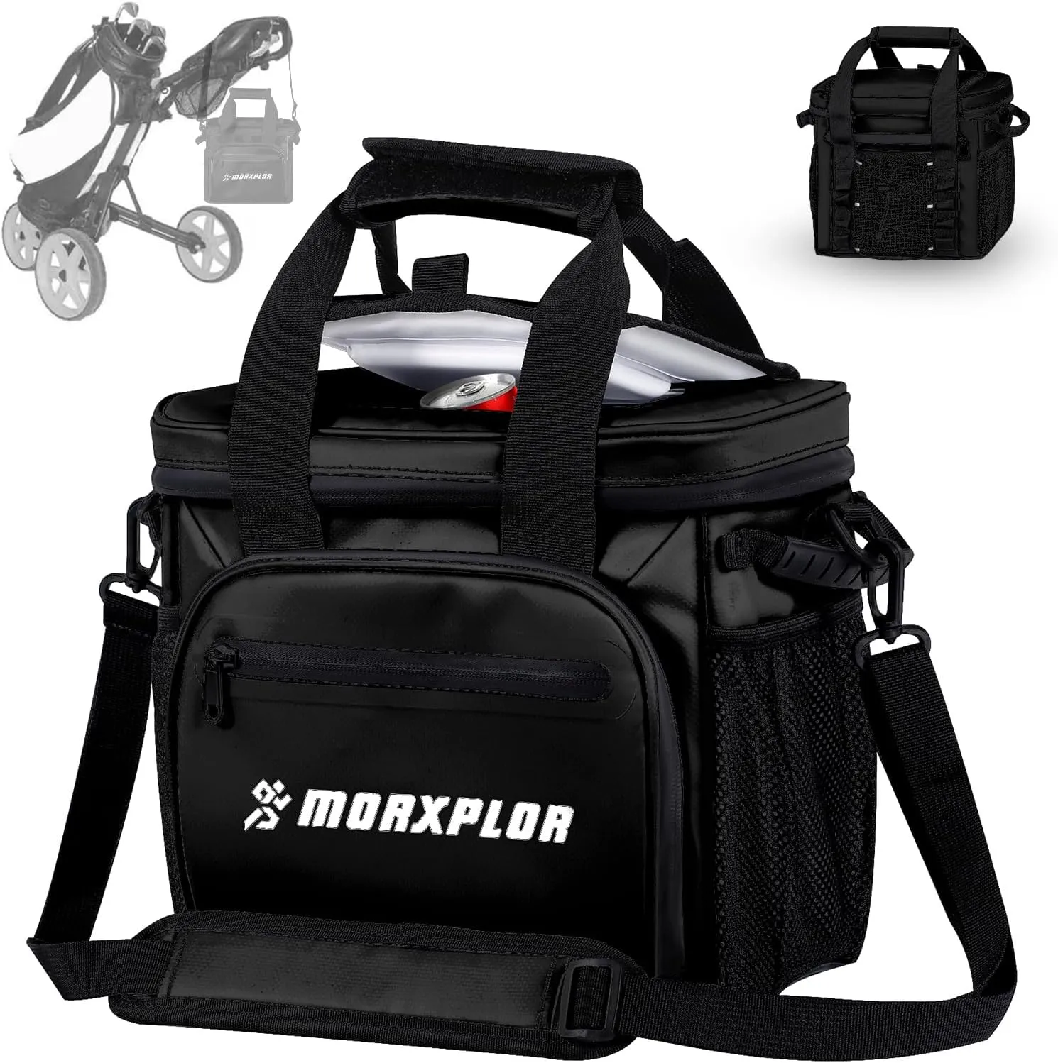Golf Cart Cooler with Magnetic Lid，12-Can Insulated Soft Cooler Bag Collapsible for Golf Cart,Golf Accessories,Lunch Cooler Insulated Lunch Bag with Adjustable Shoulder Strap
