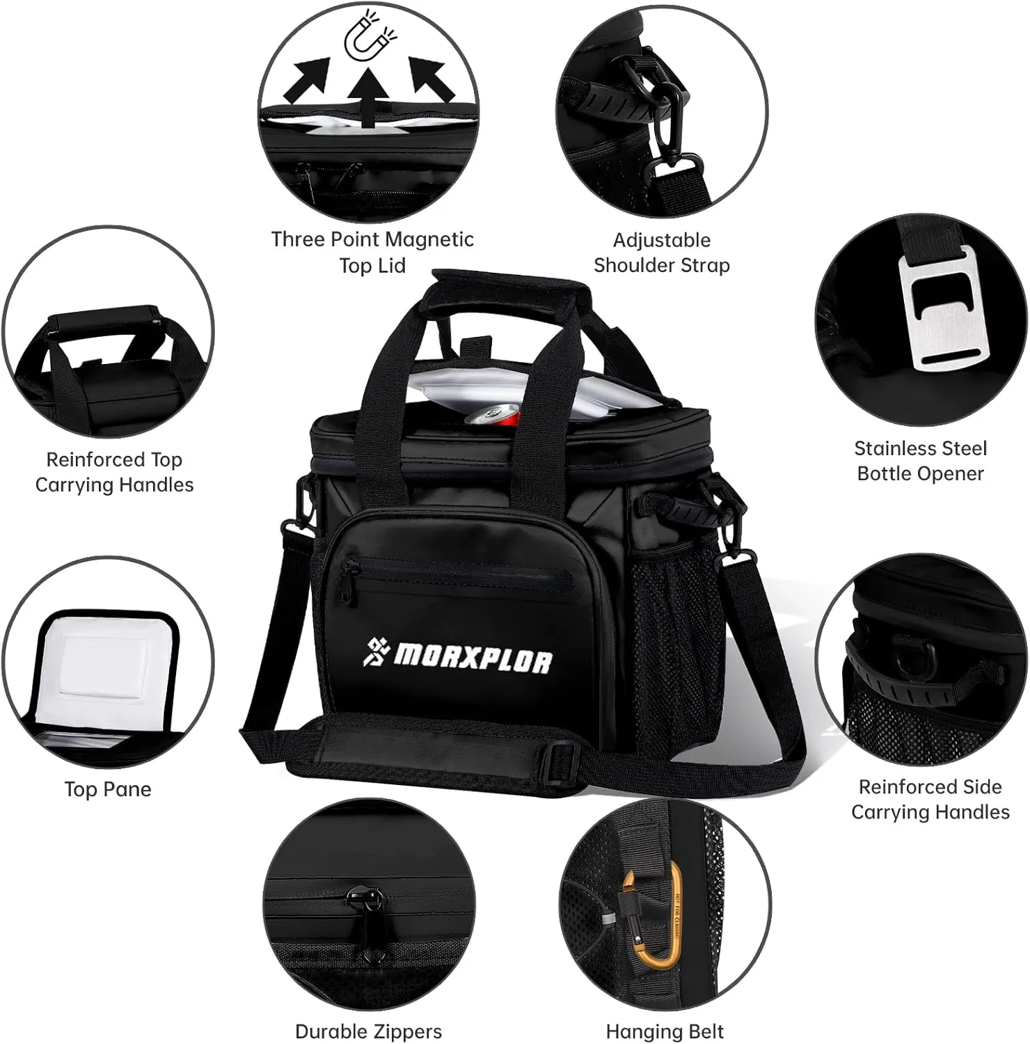 Golf Cart Cooler with Magnetic Lid，12-Can Insulated Soft Cooler Bag Collapsible for Golf Cart,Golf Accessories,Lunch Cooler Insulated Lunch Bag with Adjustable Shoulder Strap