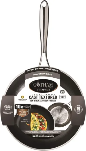 GOTHAM STEEL Platinum Cast Nonstick 10” Fry Pan Skillet with Ultra Durable Mineral and Diamond Triple Coated, Oven & Dishwasher Safe, 100% PFOA Free