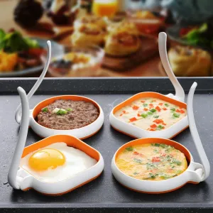 GOYLSER White Food Grade Silicone Egg Rings, 2 Pack Square Egg Rings   2 Pack Round Egg Molds for Cooking, 4 Pack Fried Egg Shapes