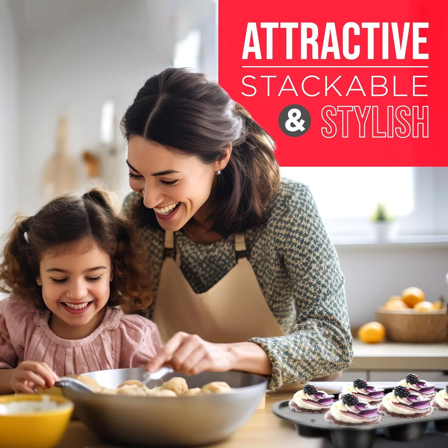Gray Marble 10-Piece Bakeware Sets, Nonstick Carbon Steel Baking Sheet & Pans, Stackable Space-Saving Bakeware, Dishwasher Safe, Stain-resistant, PFOAPFOSPTFE Free, Oven Safe Up To 450°F (230°C)
