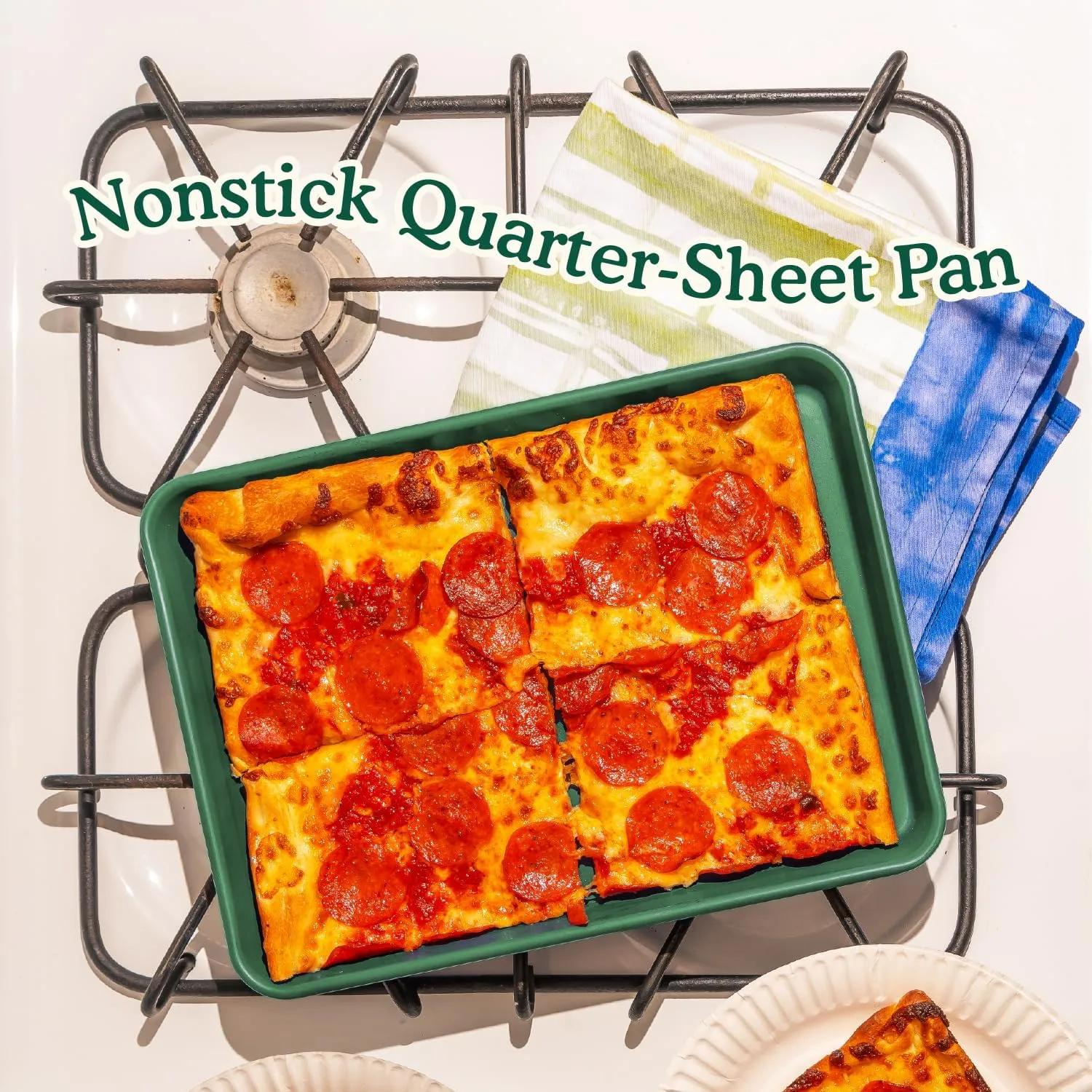 Great Jones Little Sheet Pan (Broccoli) | Nonstick, Quarter-Sheet Pan | Aluminized Steel, 13.5" x 9.5" | For Baking, Roasting, & Broiling | Premium Bakeware with Even Heat Distribution