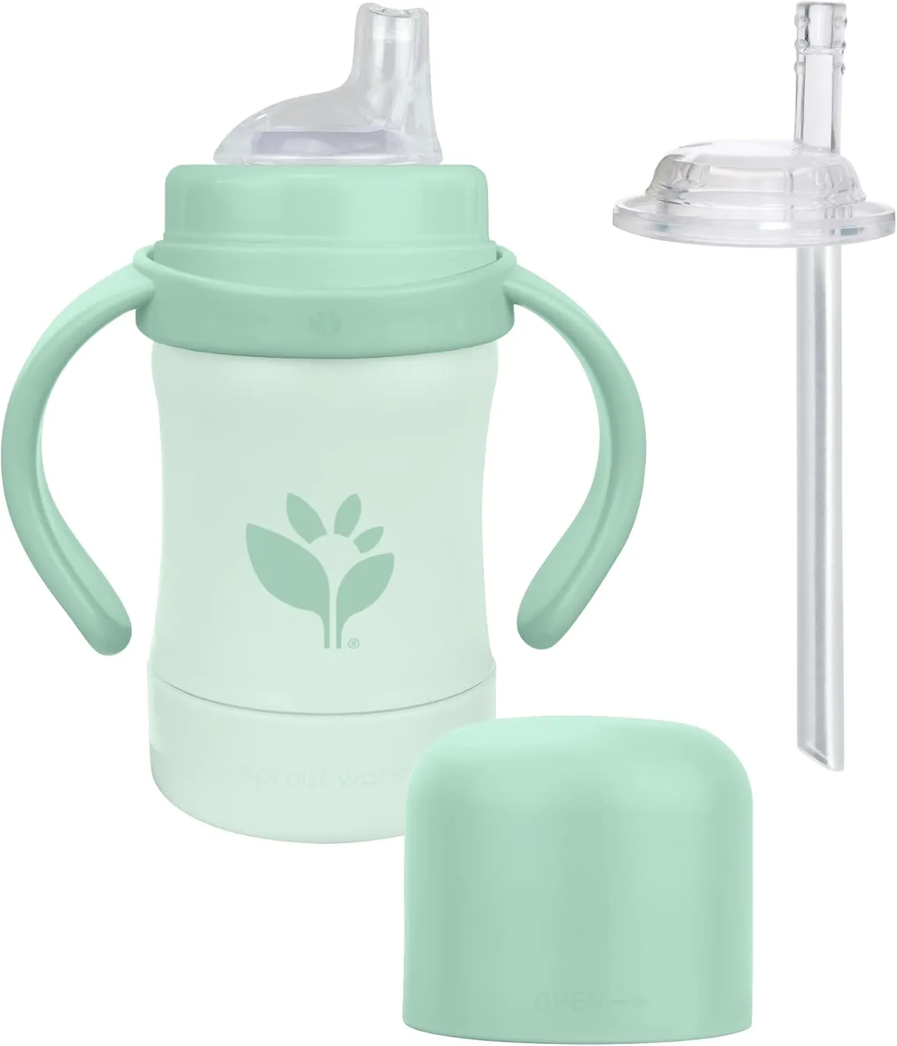 Green Sprouts® Sprout Ware® Sip & Straw 6oz., 6mo , Plant-plastic, Platinum-cured Silicone, Dishwasher Safe, Grows with Baby, Tested for Hormones
