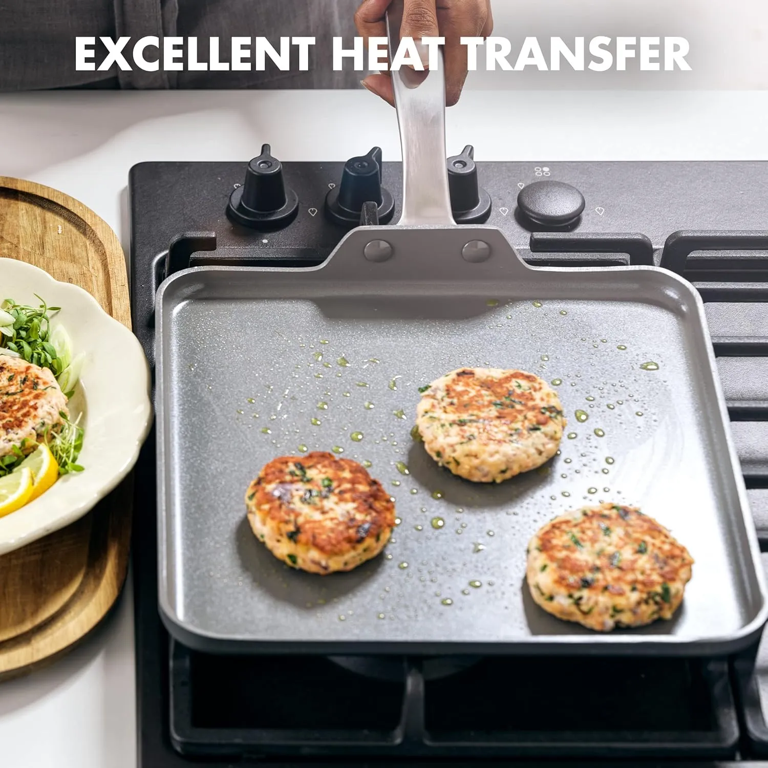 GreenPan Chatham Hard Anodized Healthy Ceramic Nonstick, 11" Griddle Pan, PFAS-Free, Dishwasher Safe, Oven Safe, Gray