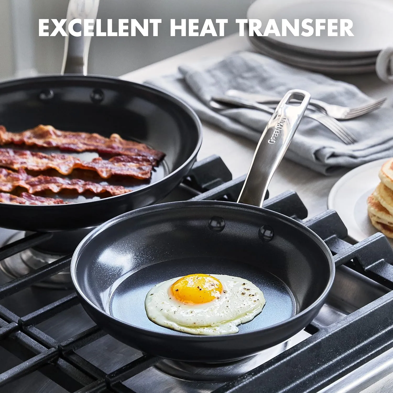 GreenPan Chatham Prime Midnight Hard Anodized Healthy Ceramic Nonstick, 8" Frying Pan Skillet, PFAS-Free, Dishwasher Safe, Oven Safe, Black