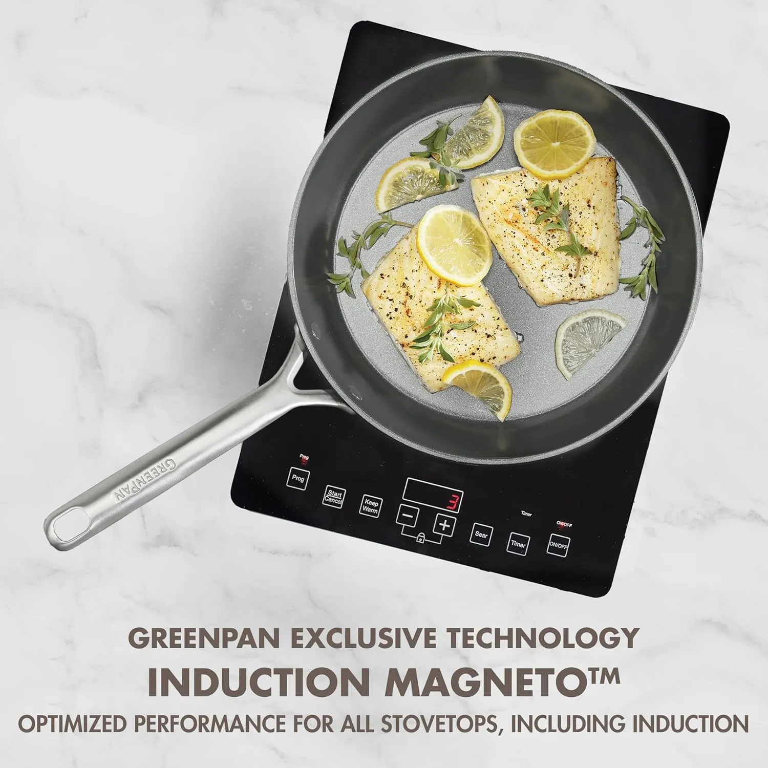 GreenPan GP5 Hard Anodized Healthy Ceramic Nonstick 14 Piece Cookware Pots and Pans Set,Heavy Gauge Scratch Resistant,Stay-Flat Surface, Induction, Mirror Finish Handle,Oven Safe,PFAS-Free,Cream