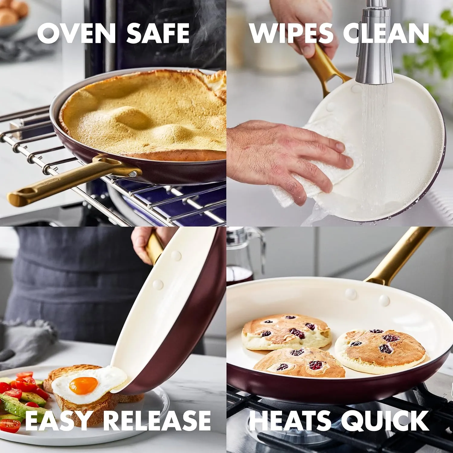 GreenPan Reserve Hard Anodized Healthy Ceramic Nonstick 10 Piece Cookware Pots and Pans Set, Gold Handle, PFAS-Free, Dishwasher Safe, Oven Safe, Merlot Purple