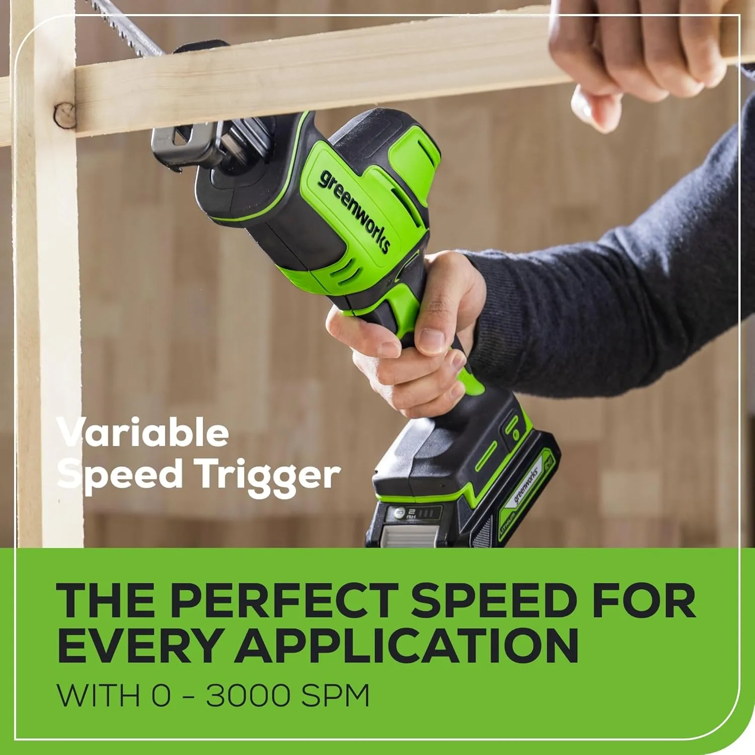 Greenworks 24V Brushless 1" Compact One-Handed Reciprocating Saw (3,000 SPM), Cordless Powered Variable Speed Recip Saw, Battery Not Included