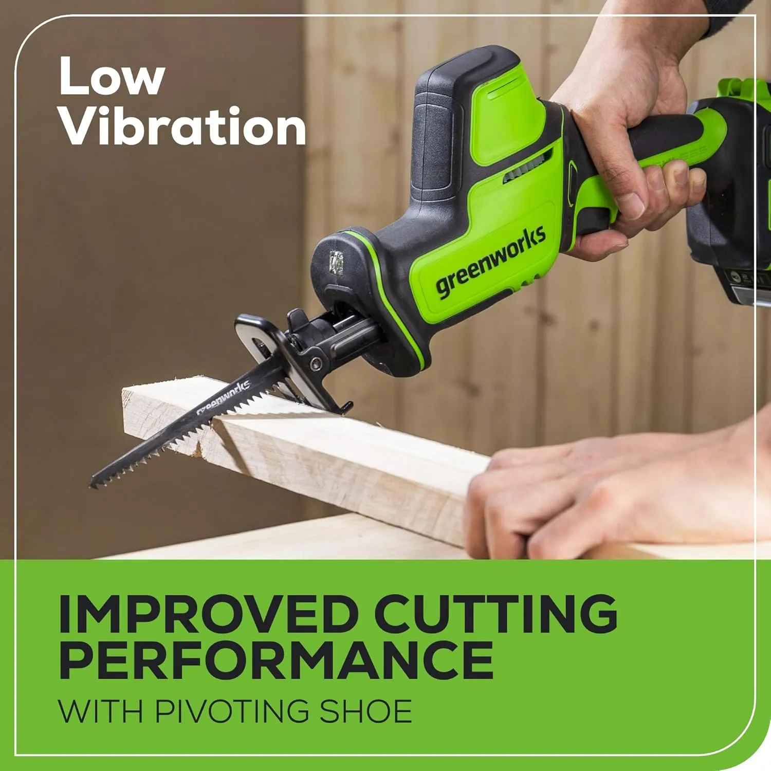 Greenworks 24V Brushless 1" Compact One-Handed Reciprocating Saw (3,000 SPM), Cordless Powered Variable Speed Recip Saw, Battery Not Included