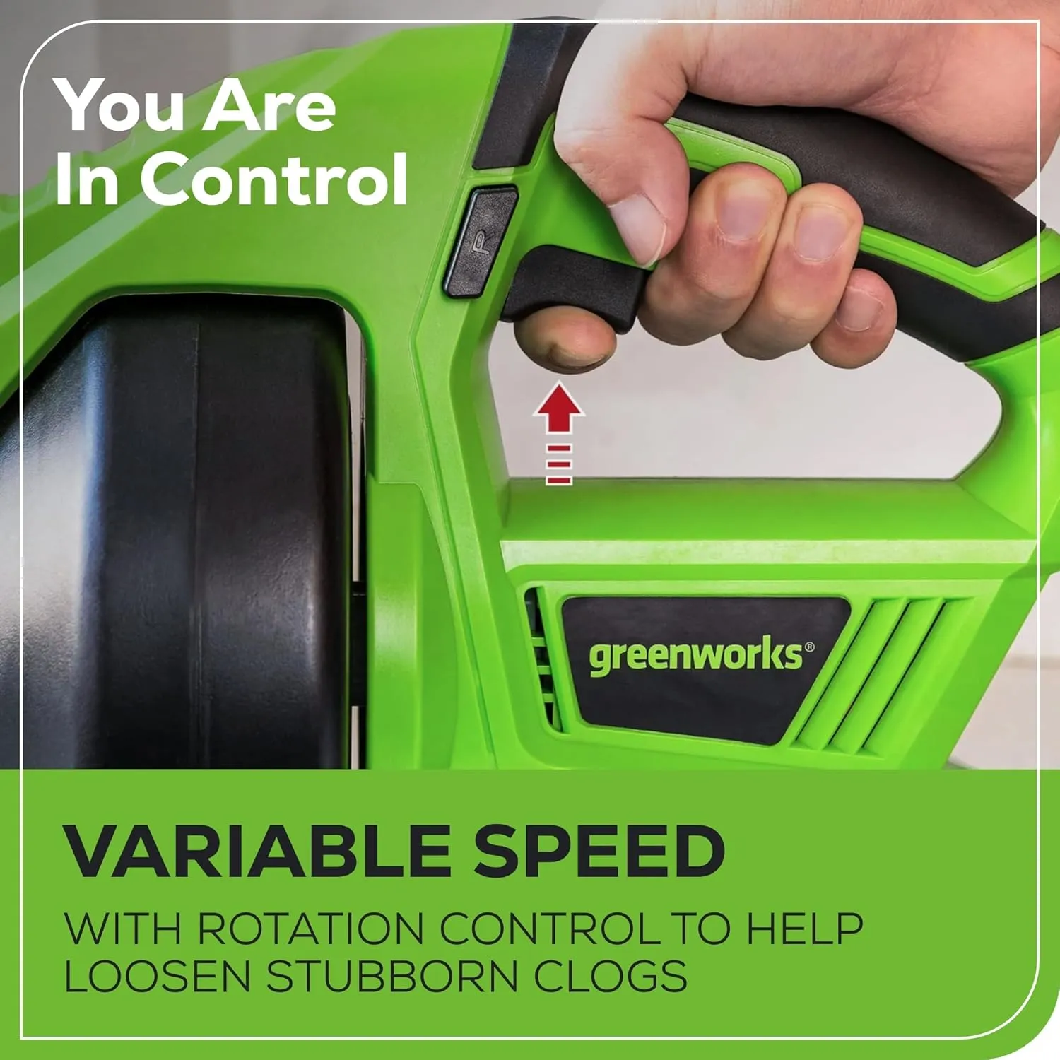 Greenworks 24V Cordless Plumbing Drain Auger / Snake (23-FT / 560 RPM) For Unclogging Sinks, Shower Drains, Toilets, and More! (3/4"-2" Pipes), 2.0Ah Battery and Charger Included