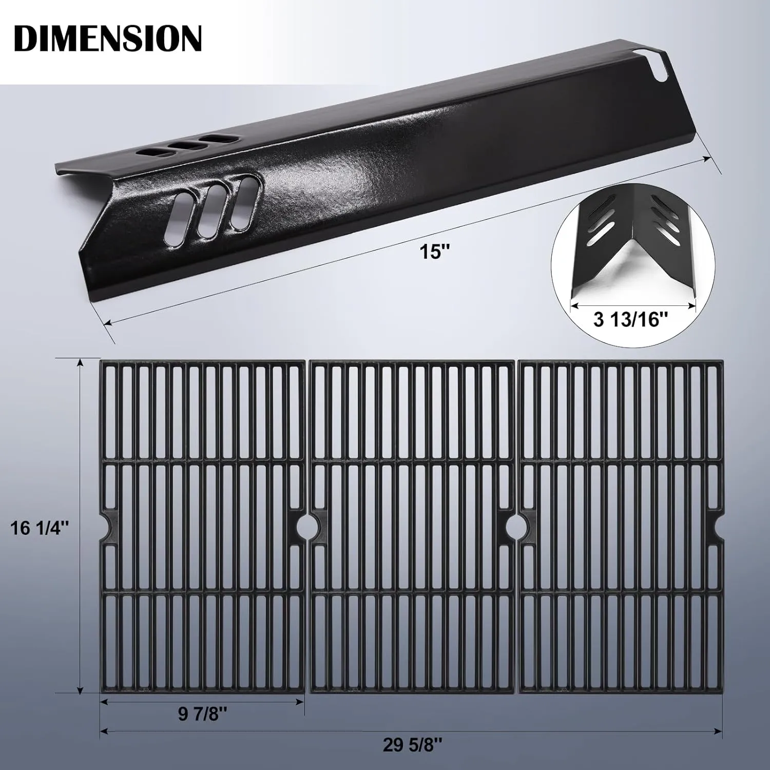 Grill Grease Tray Replacement Parts for Dyna Glo DGF510SBP, DGF510SSP, Backyard Grill BY13-101-001-13, GBC1460W and BHG Grill Parts, Adjustable 24''-30'' Grill Drip Pan, Cooking Grates, Heat Plates.