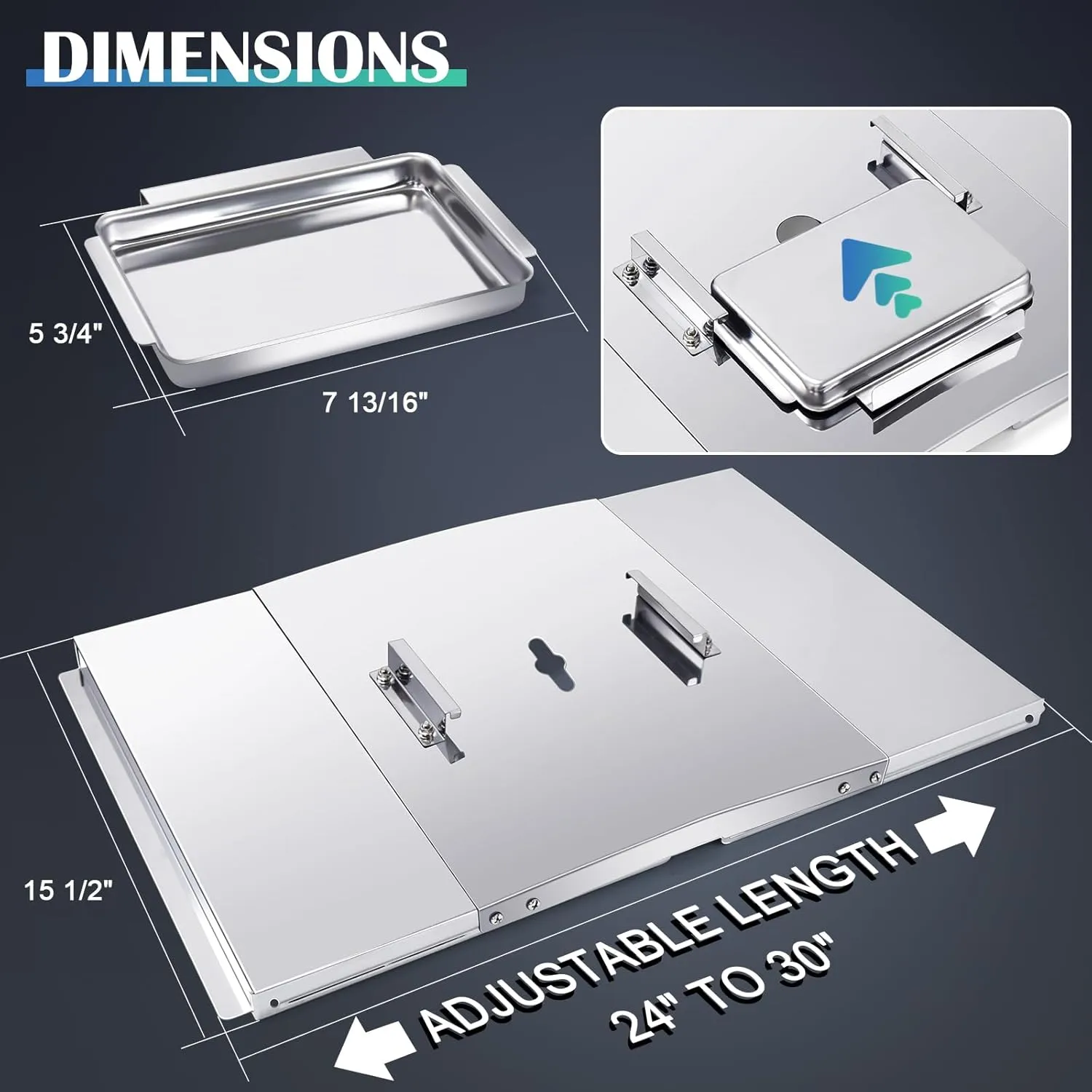 Grill Grease Tray Replacement Parts for Dyna Glo DGF510SBP, DGF510SSP, Backyard Grill BY13-101-001-13, GBC1460W and BHG Grill Parts, Adjustable 24''-30'' Grill Drip Pan, Cooking Grates, Heat Plates.