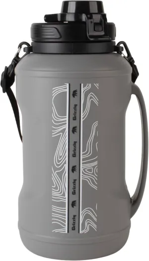 Grizzly Collapsible 64oz Water Bottle | Ergonomic Handle | Half Gallon Capacity | For Camping Travel Hiking Sports | Stealth Gray