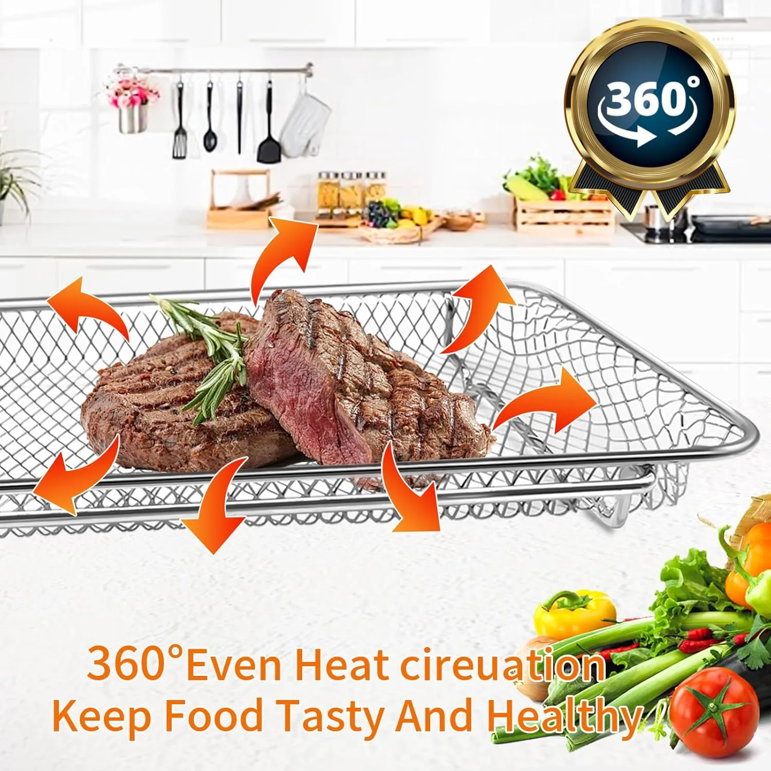 GWY Air Fryer Basket Replacement for Emeril Lagasse Dual Zone 360 Air Fryer Oven 25 QT Air Fryer Convection Toaster Oven 11.6"x 6.9" Non-stick Mesh Air Fryer Steel Accessories Parts, Dishwasher Safe