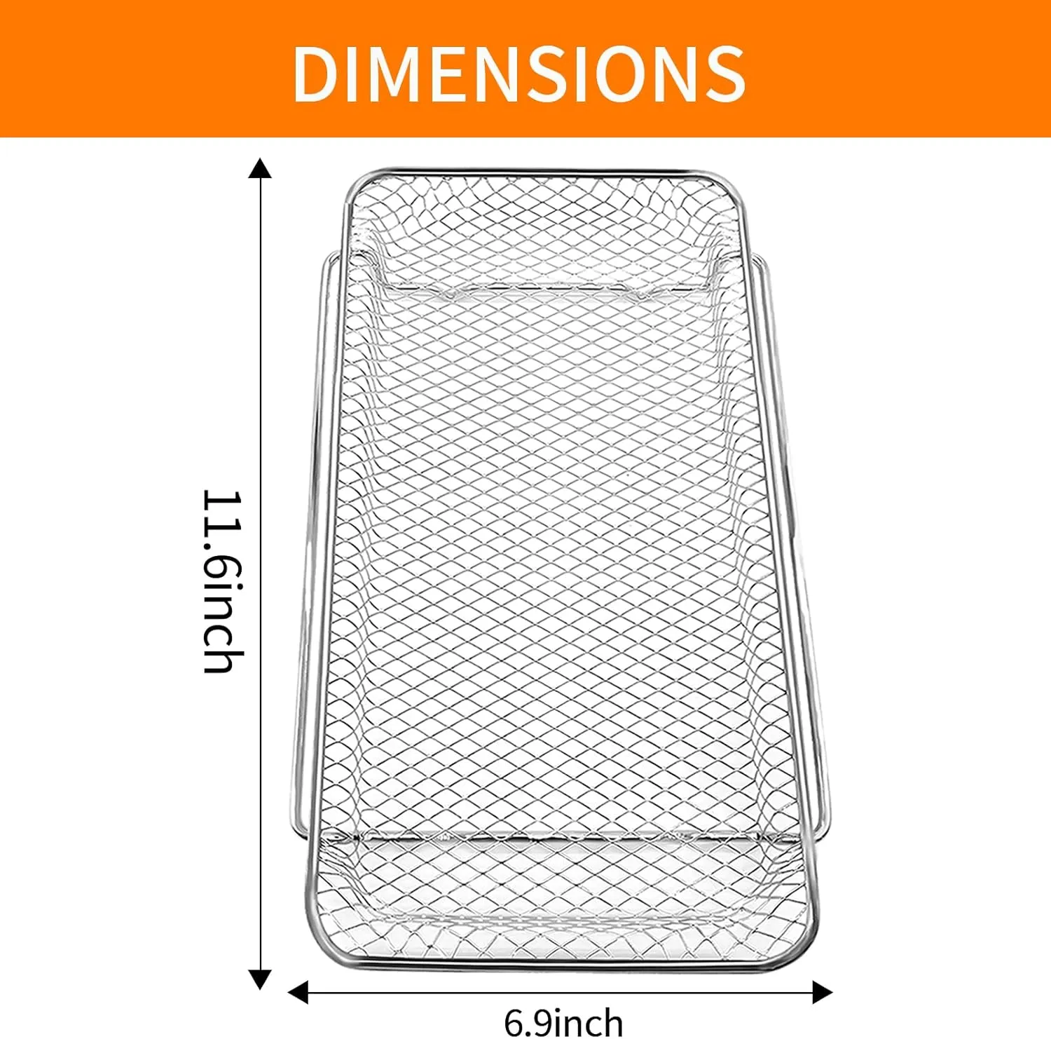 GWY Air Fryer Basket Replacement for Emeril Lagasse Dual Zone 360 Air Fryer Oven 25 QT Air Fryer Convection Toaster Oven 11.6"x 6.9" Non-stick Mesh Air Fryer Steel Accessories Parts, Dishwasher Safe