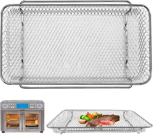 GWY Air Fryer Basket Replacement for Emeril Lagasse Dual Zone 360 Air Fryer Oven 25 QT Air Fryer Convection Toaster Oven 11.6"x 6.9" Non-stick Mesh Air Fryer Steel Accessories Parts, Dishwasher Safe