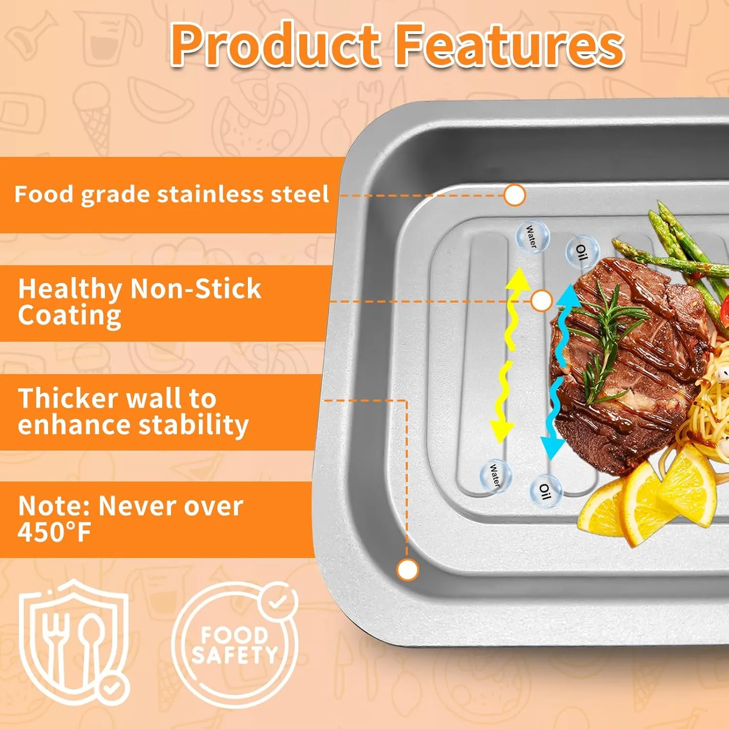 GWY Air Fryer Tray for Emeril Lagasse Dual Zone 360 Air Fryer Oven 25 QT Extra Large, 14''×12'' Steel Air Fryer Accessories Grill Pan Grill Plate Crisper Plate Replacement Parts Rack