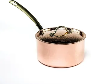 HAKART Hammered Handmade Copper Sauce Pan 6.29 "Nonstick Copper Casserole Pan, Nonstick Saucepan