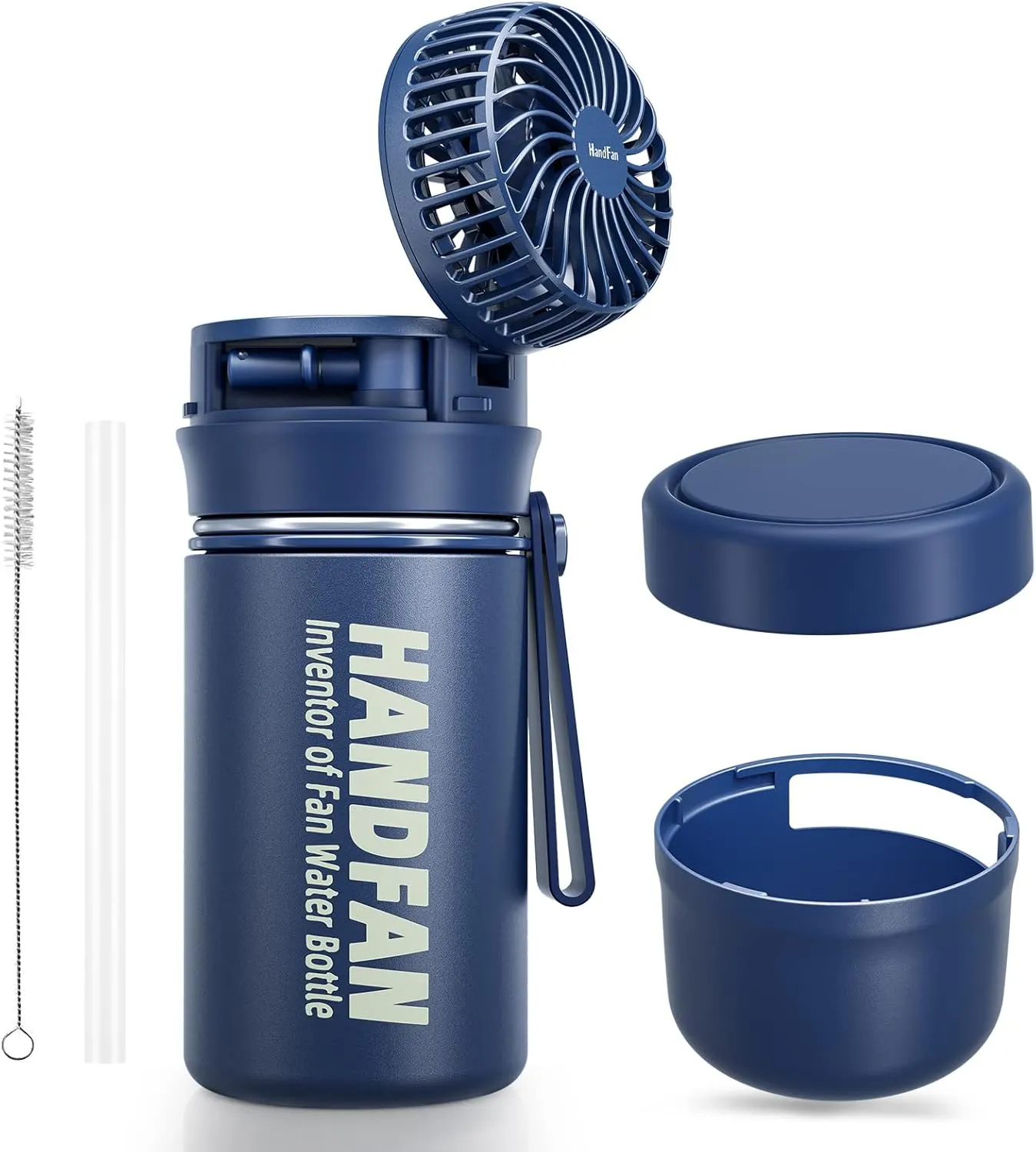 HandFan Kids Water Bottle With Fan | tainless Steel Sports Water Bottles Flask with Straw/Handle, Leak Proof Vacuum Stainless Water Jug,Stickers for School - 12oz