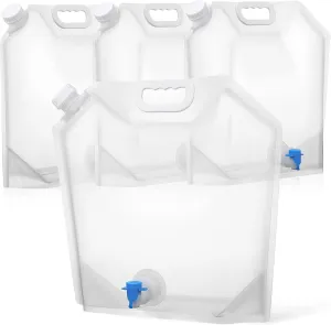 Happyyami 4pcs Water Jugs Outdoor Water Containers with Spout for Camping Hiking Sports Space-saving Design Capacity Easy to Carry Emergency Use