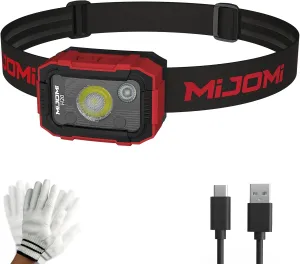 Headlamp Rechargeable, H20 Sensor headlamp with Spotlight/Floodlight 4 Headlamp Modes, Waterproof and Anti-Slip Strap for Camping, Hiking, Running, Hunting, Handfree Work