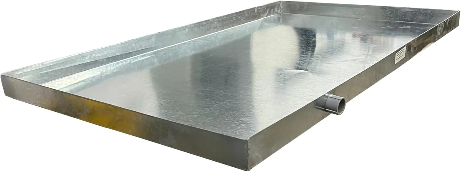 Heavy-Duty Galvanized Steel Drain Pan – Premium, Rust-Resistant HVAC Condensate Pan – Leak-Proof for Maximum Protection – With Hole Option (30"x30"x2")